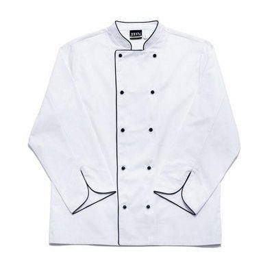Chef Jacket Long Sleeve White / Black Piping Long Sleeve