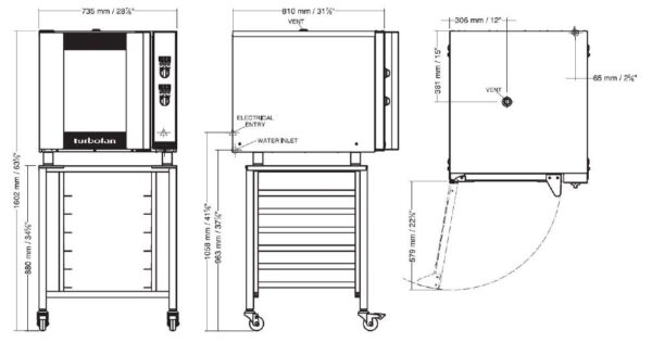 TURBOFAN Convection Oven With Humidity 4 Tray 735mm E32D4