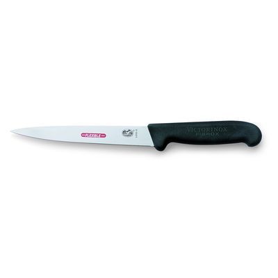 Filleting Knife 160mm Straight Flexible Blade Victorinox - Black Handle