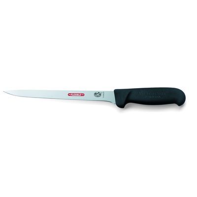 Filleting Knife 200mm Straight Flexible Narrow Blade Victorinox - Black Handle