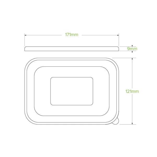 Lid CPLA Suits 500-1000ml BioBoard Rectangular Takeaway Base - White