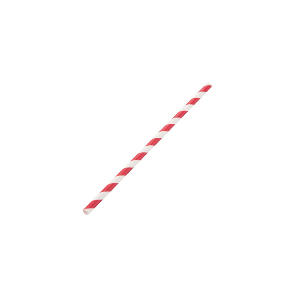 Straw Regular 197mm (6mm) 3 Ply Red & White Stripe