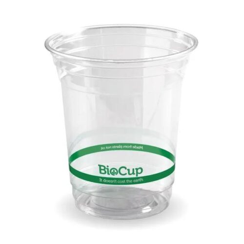 Takeaway Cold Cup 420ml BioCup Clear Green Stripe