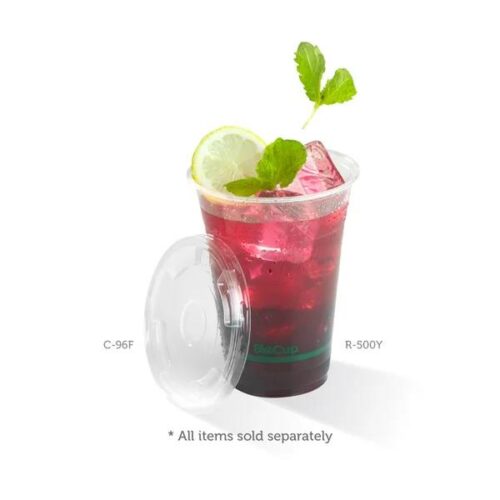 Takeaway Cold Cup 500ml BioCup Clear Green Stripe