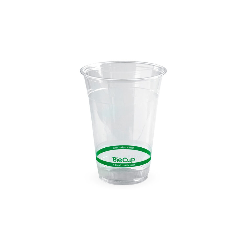 Takeaway Cold Cup 500ml BioCup Clear Green Stripe