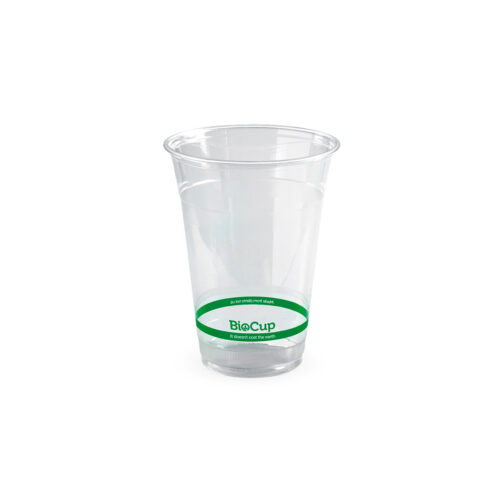 Takeaway Cold Cup 500ml BioCup Clear Green Stripe