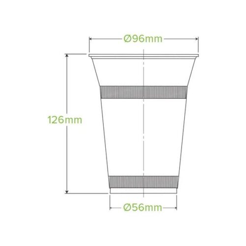 Takeaway Cold Cup 500ml BioCup Clear Green Stripe