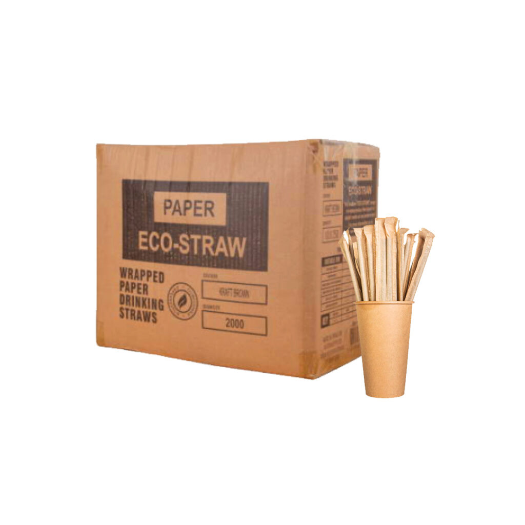 Straw Individually Wrapped 200mm (6mm) 3 Ply Kraft