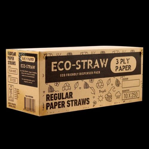 EcoStraw Regular 200mm (6mm) 3 Ply Green & White Stripe