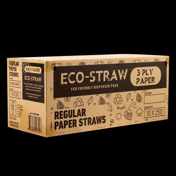 EcoStraw Regular 200mm (6mm) 3 Ply Green & White Stripe