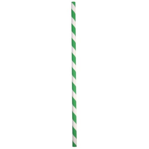 EcoStraw Regular 200mm (6mm) 3 Ply Green & White Stripe