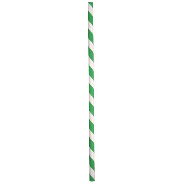 EcoStraw Regular 200mm (6mm) 3 Ply Green & White Stripe