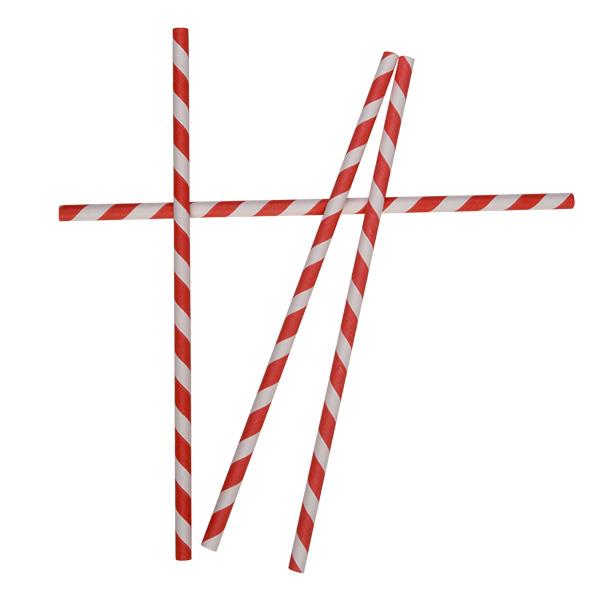 Straw Regular 200mm (6mm) 3 Ply Red & White Stripe
