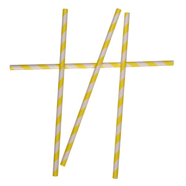 EcoStraw Regular 200mm (6mm) Yellow & White Stripe