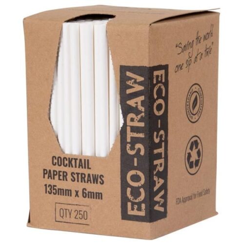 Straw Cocktail 135mm (6mm) Ply White