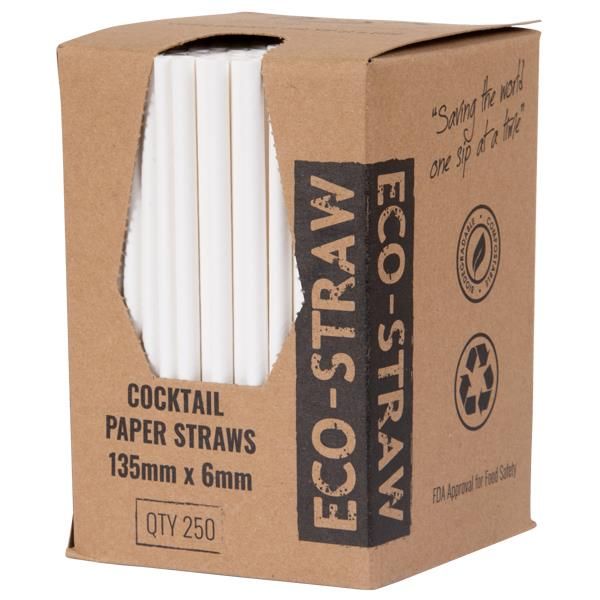 Straw Cocktail 135mm (6mm) Ply White