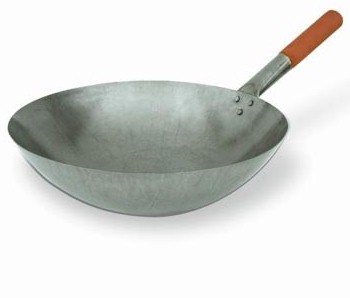 Wok Pan Iron 360mm Sgle Wood Handle