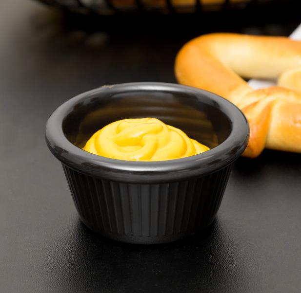 Melamine Sauce Dish120ml Ribbed Black