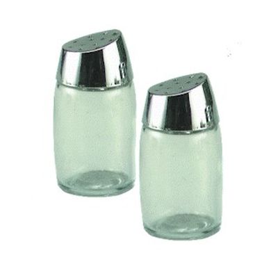 Salt or Pepper Shaker Glass/Chrome Slant Lid 30ml