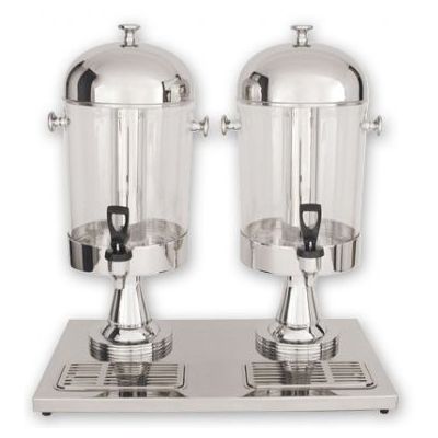 Juice Dispenser Double 7Lt S/S 18/10 w/Acrylic Body & Plastic Tap