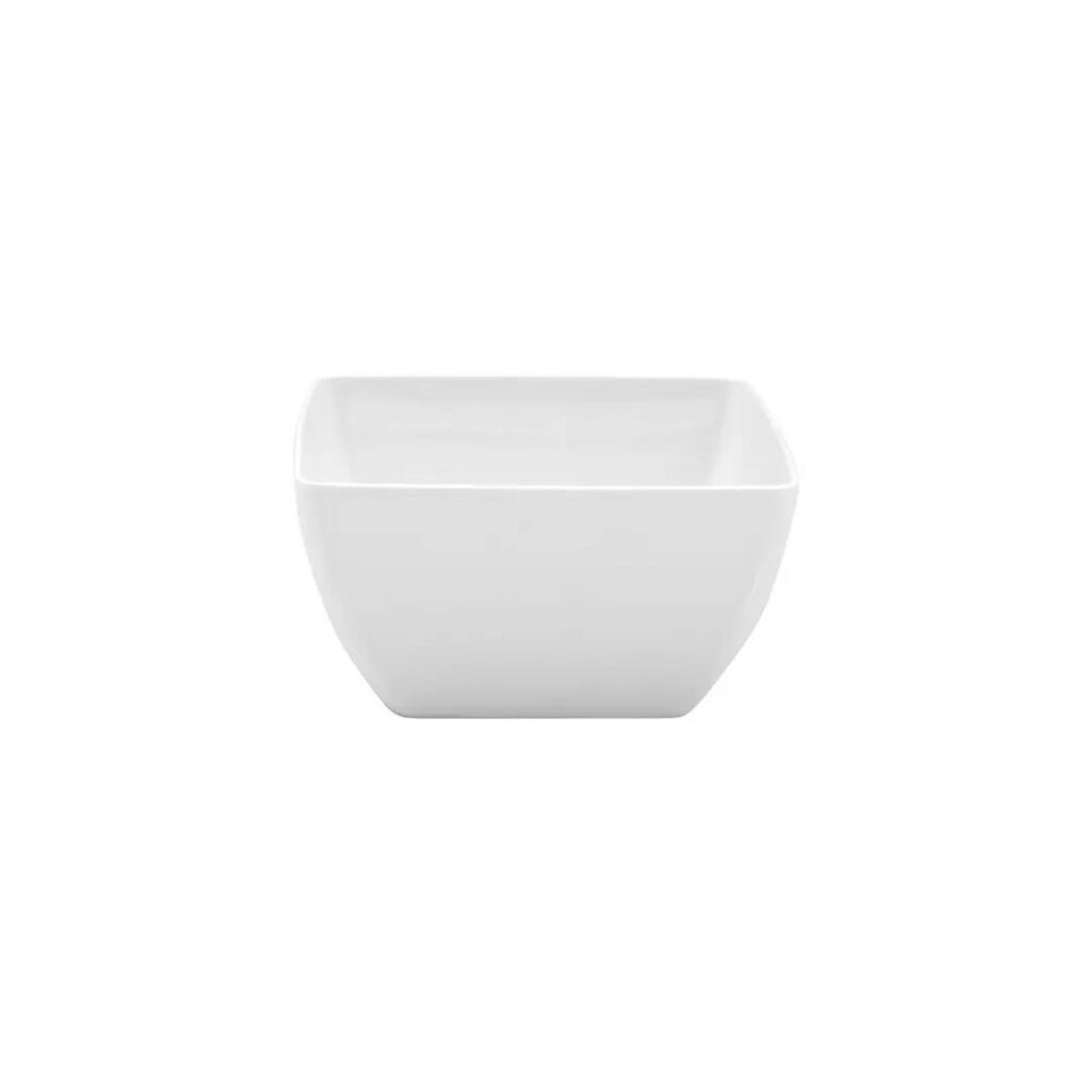Melamine Square Bowl 190mm Curved Sides White