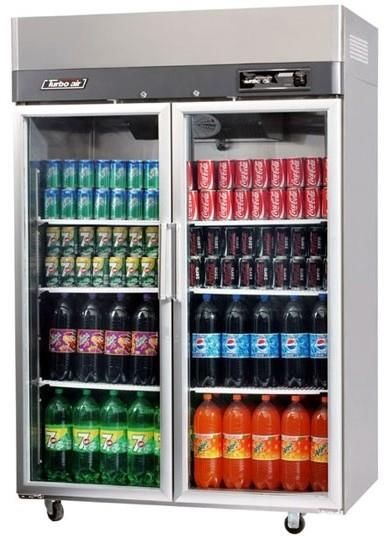 Turbo Air Top Mounted Upright Fridge 2 Glass Door 1215Ltr 220V 10A 50Hz