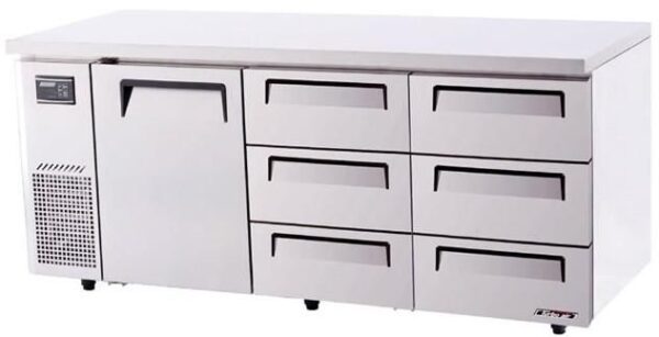 TURBO AIR Undercounter Storage Fridge 1 Door & 6 Drawers 538L 1800mm KUR18-3D-6