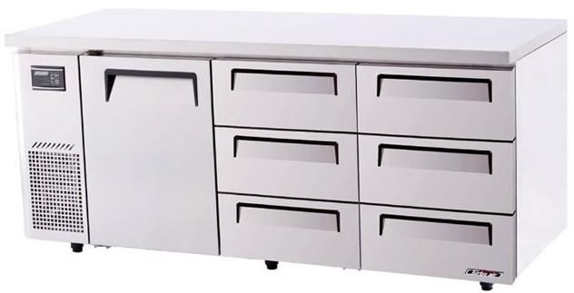 TURBO AIR Undercounter Storage Fridge 1 Door & 6 Drawers 538L 1800mm KUR18-3D-6