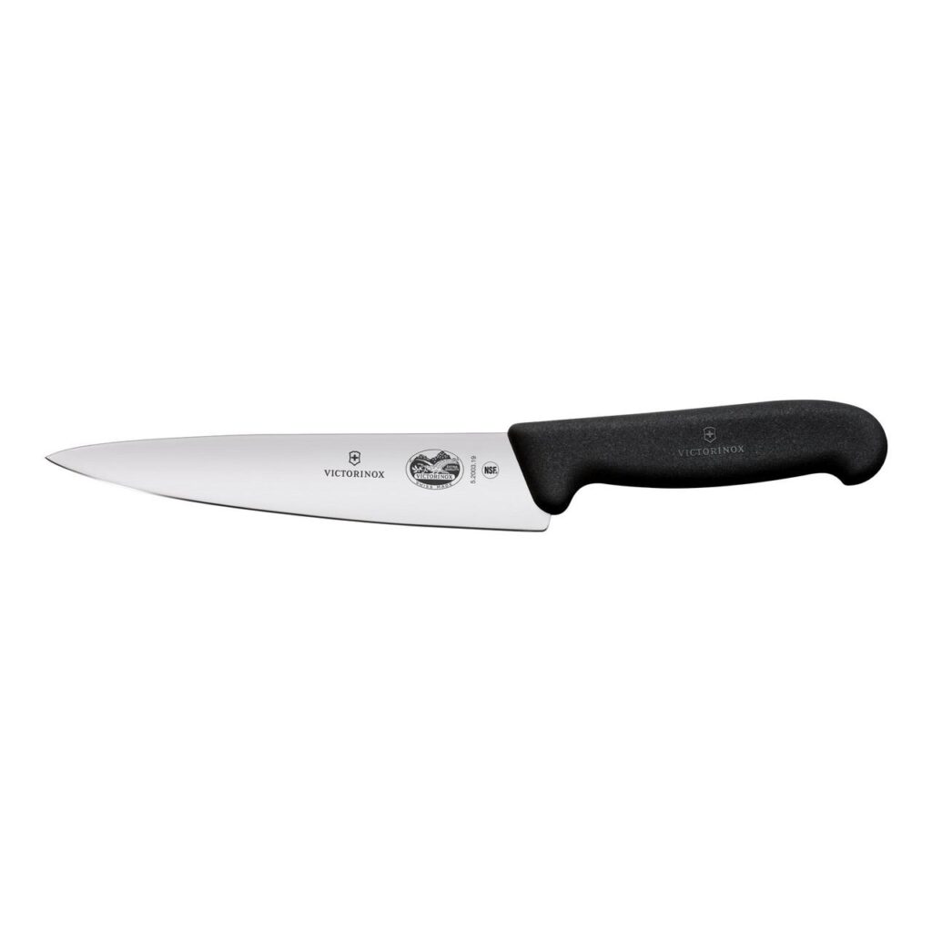 Cooks Knife 190mm Straight Blade Victorinox - Black Handle