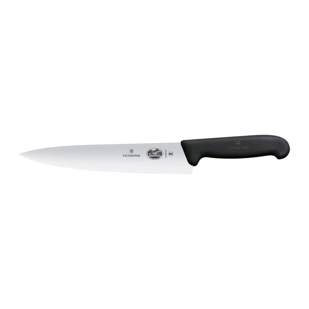 Cooks Knife 220mm Serrated Blade Victorinox - Black Handle