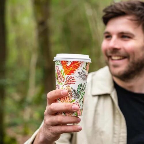 Double Wall Takeaway Coffee Cup 390ml / 12oz (90mm) BioCup Art Series