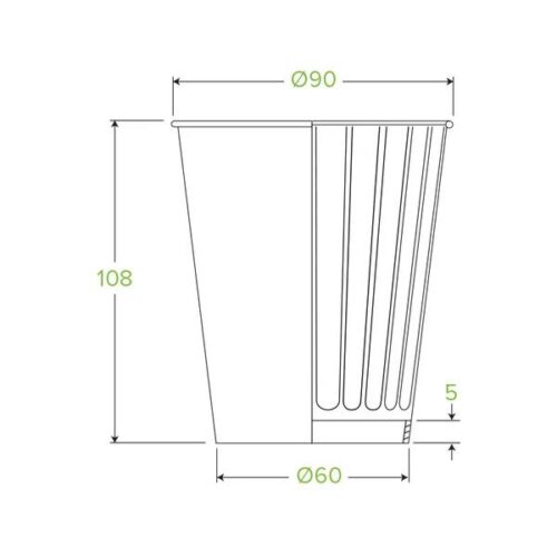 Double Wall Takeaway Coffee Cup 390ml / 12oz (90mm) BioCup Kraft Green Stripe