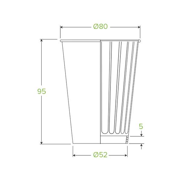 Double Wall Takeaway Coffee Cup 255ml / 8oz (80mm) BioCup Kraft Green Stripe