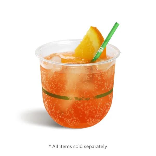 Takeaway Tumbler 360ml BioCup Clear Green Stripe
