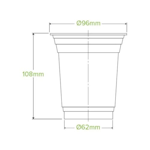 Takeaway Cold Cup 420ml BioCup Clear Green Stripe