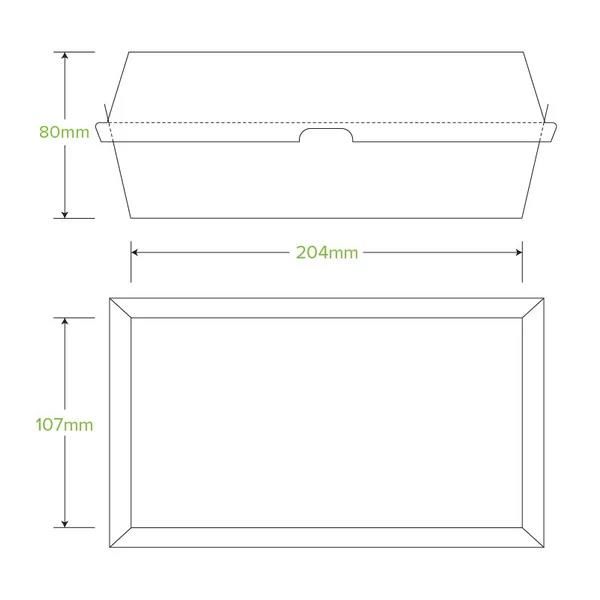 Takeaway Snack Box 204x107x84mm Large BioBoard Kraft