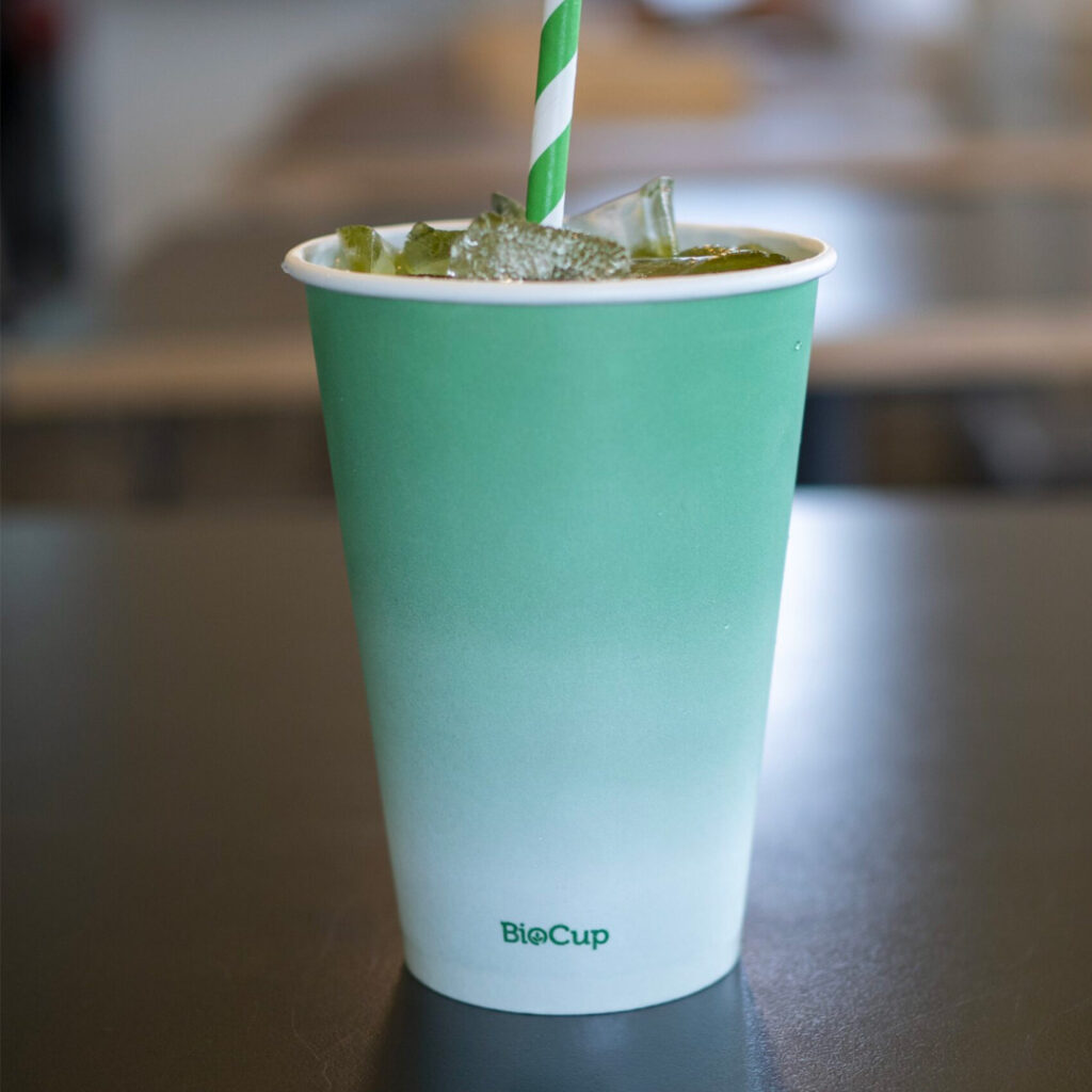 Single Wall Takeaway Cold Paper Cup 600ml / 20oz (90mm) BioCup Green Fade