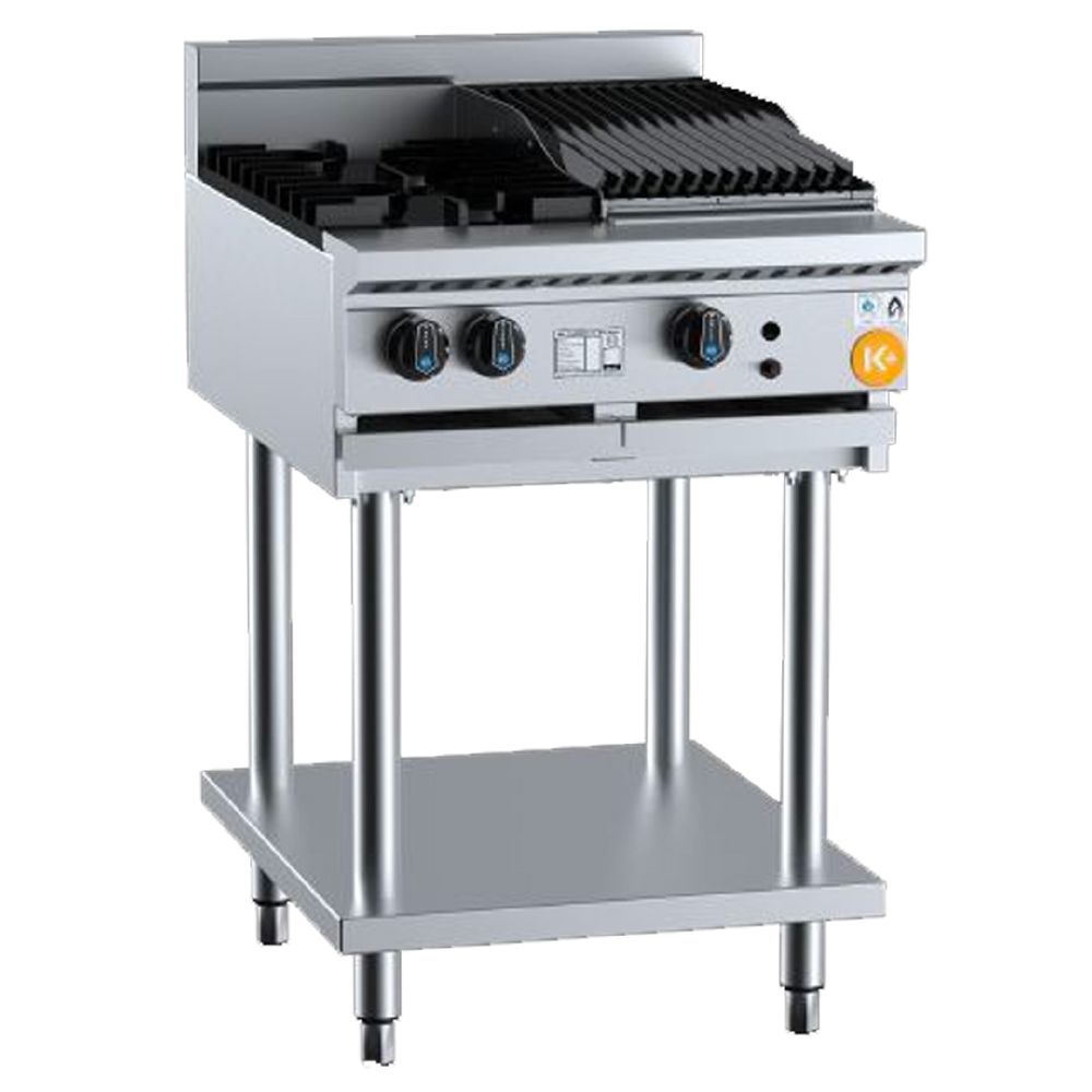 B+S K+ Series Combination 2 Burners & 300mm Char Broiler On Stand 94Mj/h NG 90Mj/h LPG