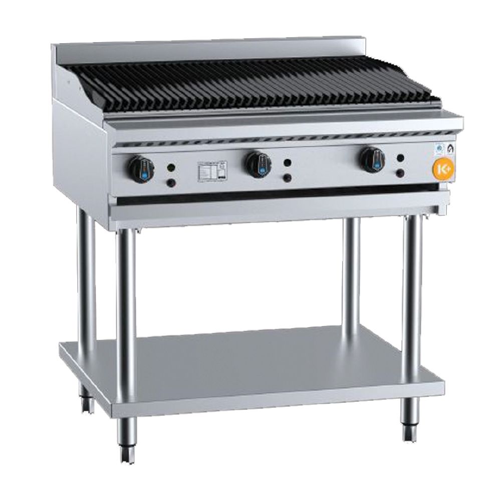 B+S K+ Series Char Broiler On Stand 900mm 102Mj/h NG 90Mj/h LPG