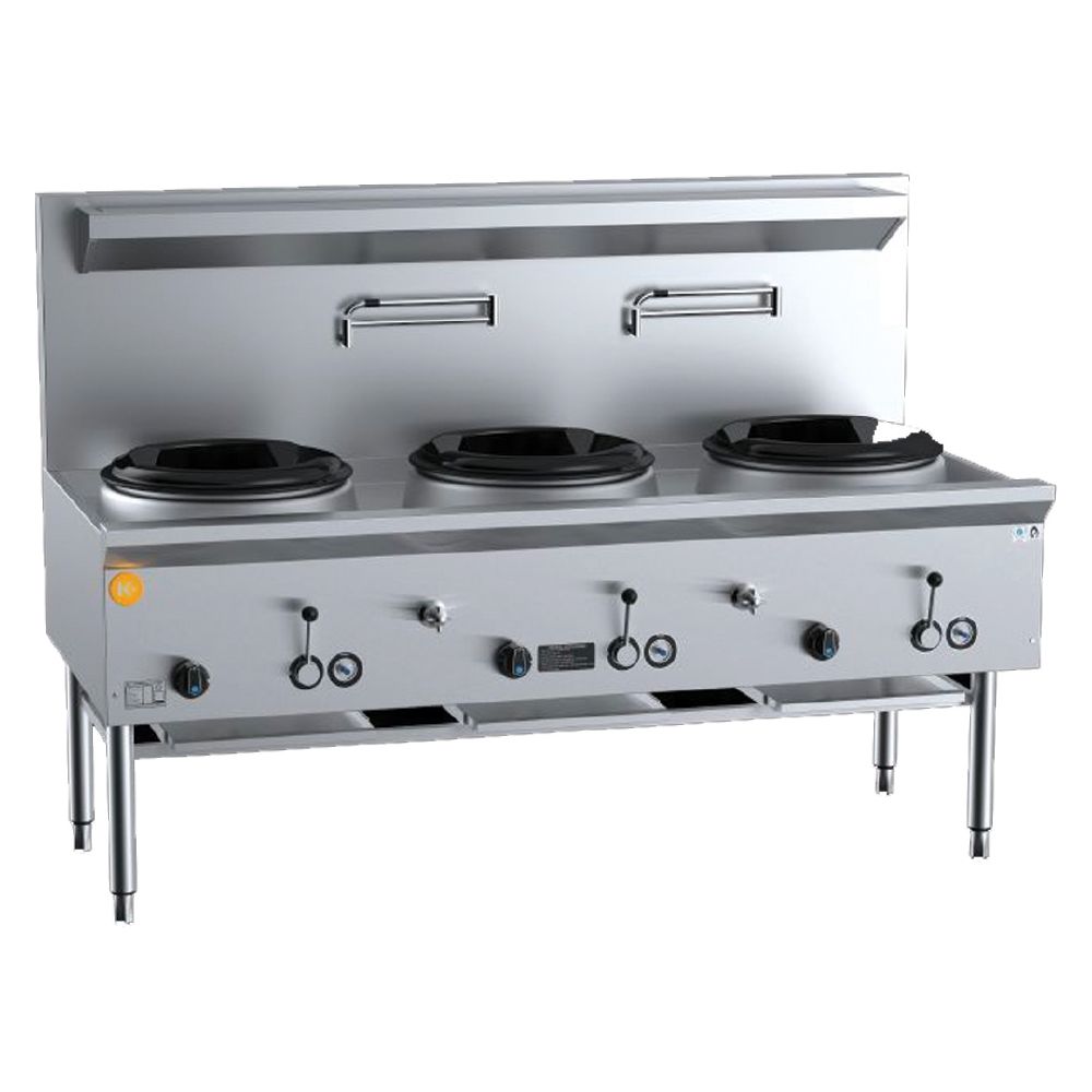 B+S K+ Series Waterless Wok Table Three Hole 1200mm