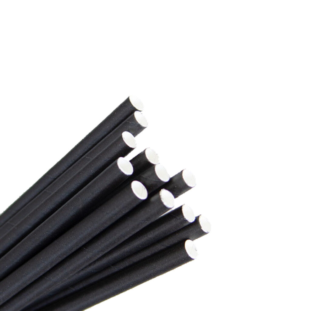 Straw Regular 200mm (6mm) 3 Ply Black