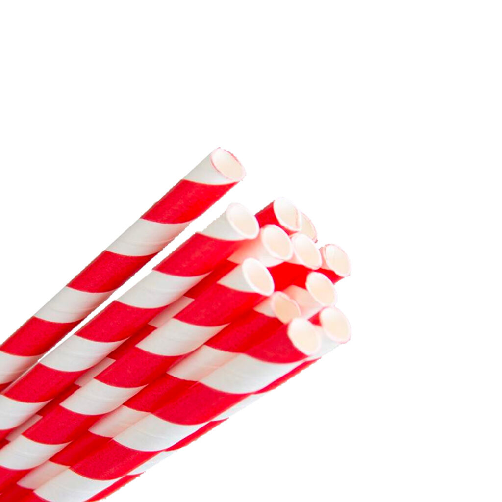 Straw Regular 200mm (6mm) 3 Ply Red & White Stripe