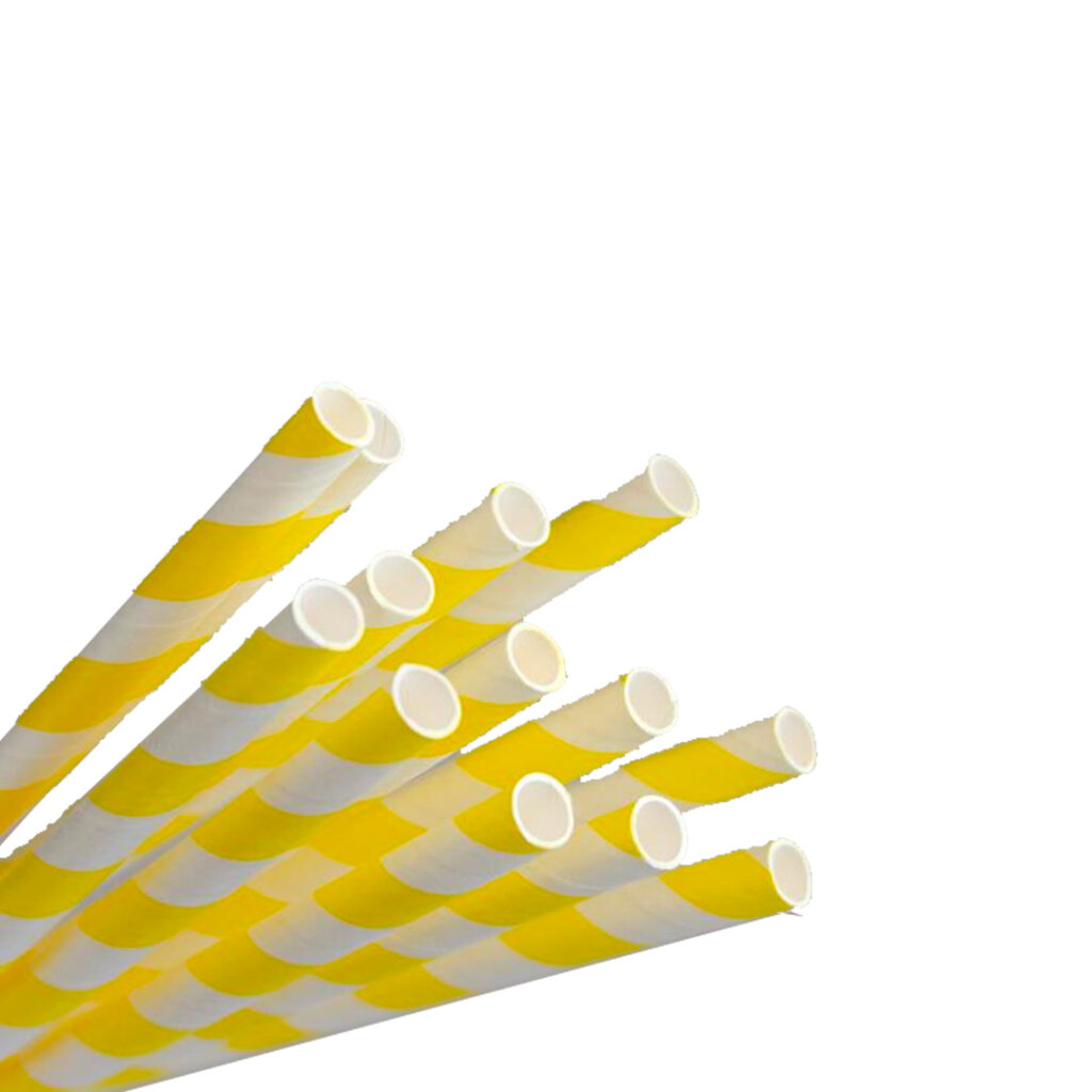 EcoStraw Regular 200mm (6mm) Yellow & White Stripe