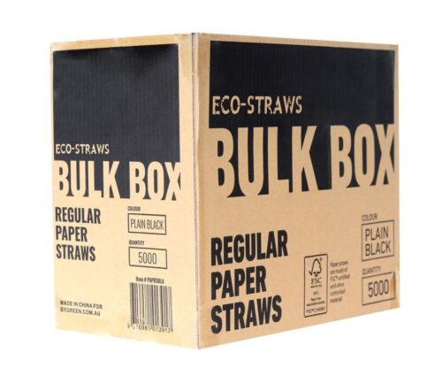 Straw Regular 200mm (5mm) 3 Ply Black