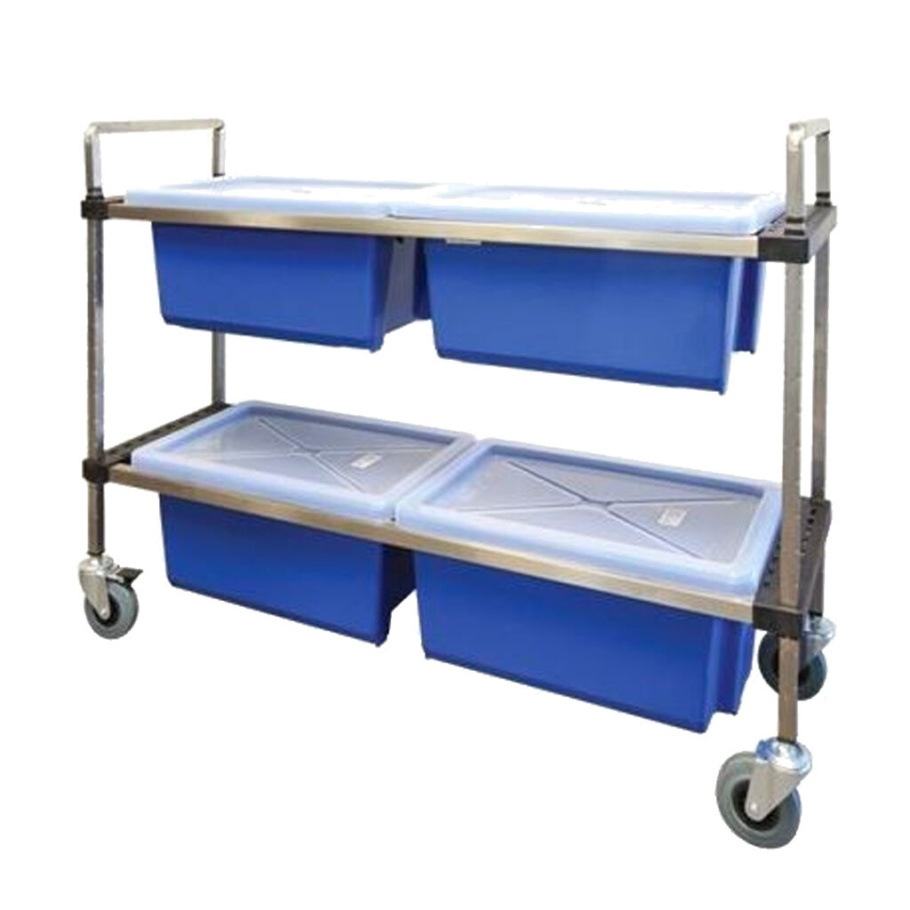 Nally Tub Trolley 2 Tier 1500x450x1070mm S/S w/ Castors Mantova