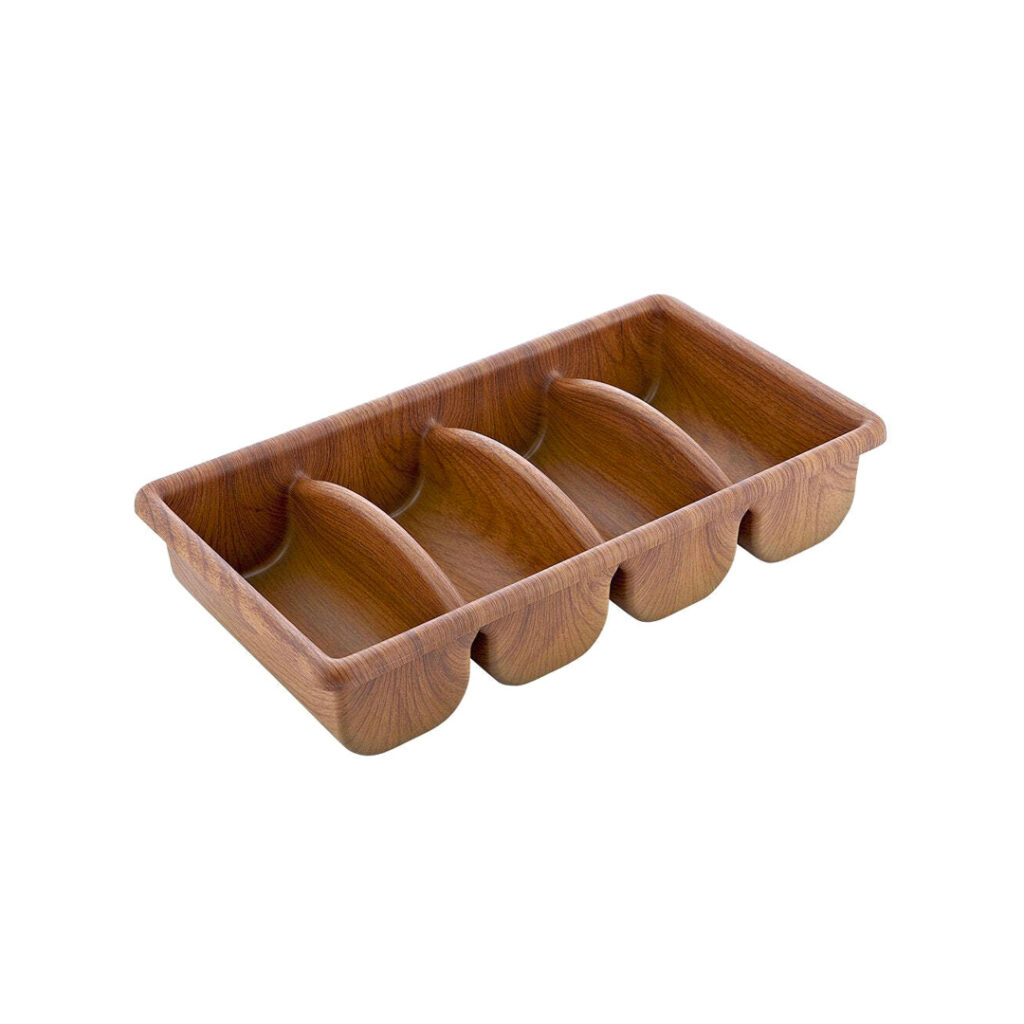 Evelin Cutlery Box 4 Compartment Woodgrain