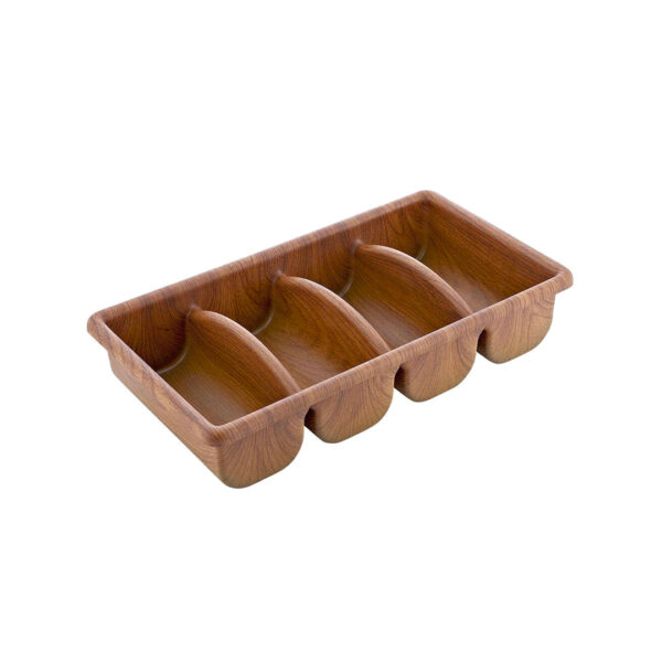 TKEVE10239 Evelin Cutlery Box 4 Compartment Woodgrain