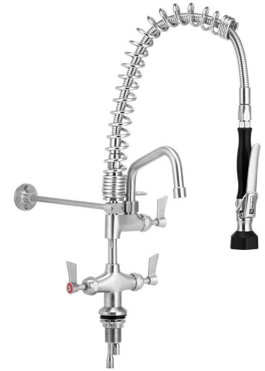 Compact Dual Bench Mount Pre-Rinse with 6" Pot Filler