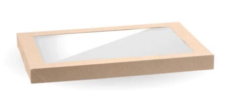 Lid with PLA Window Suits BioBoard Takeaway Catering Tray Base Medium - Kraft