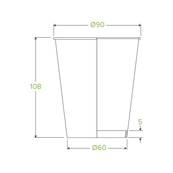 Single Wall Takeaway Coffee Cup 390ml / 12oz (90mm) BioCup White